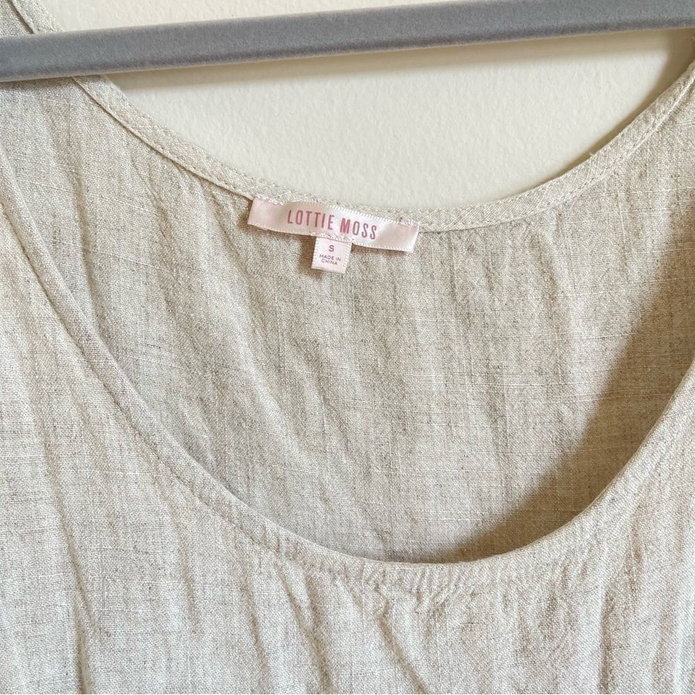 Lottie Moss Linen Blend Beige Tunic Tie Tank Small - Picture 3 of 6